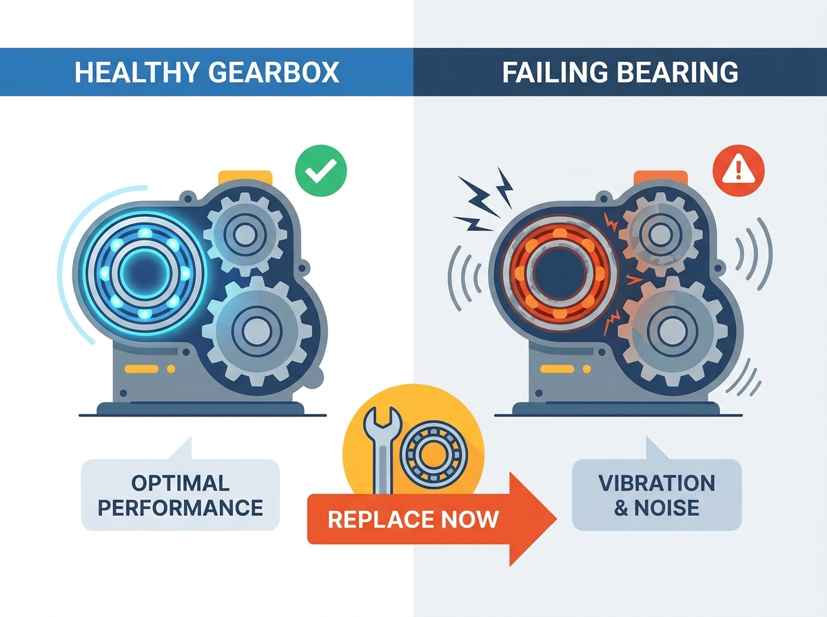 Industrial gearbox bearing inspection and replacement